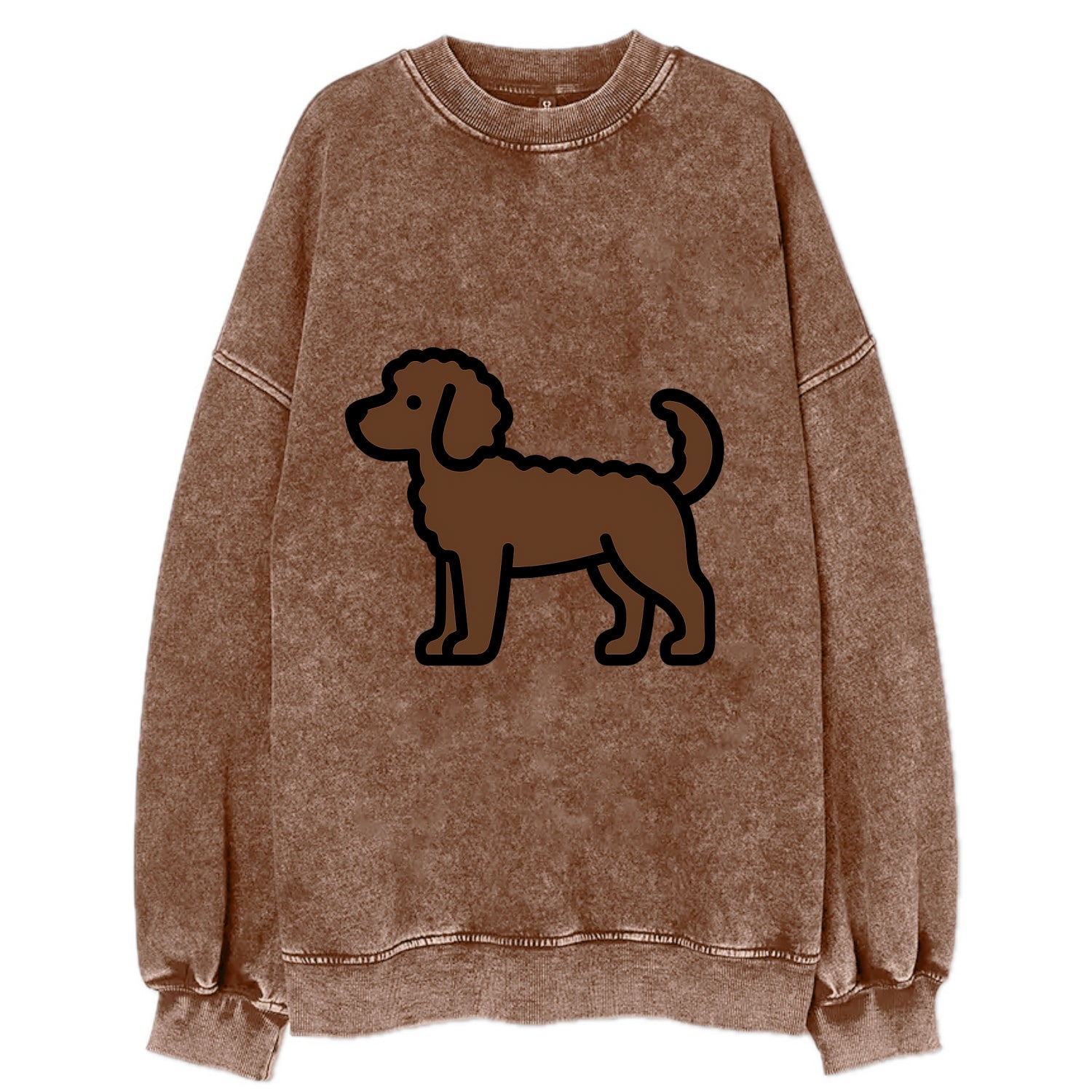 Labradoodle - Chocolate curly flat side profile - Vintage Sweatshirt - Brown