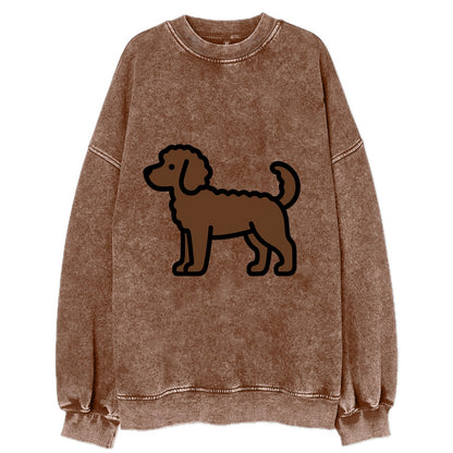 Labradoodle - Chocolate curly flat side profile - Vintage Sweatshirt - Brown