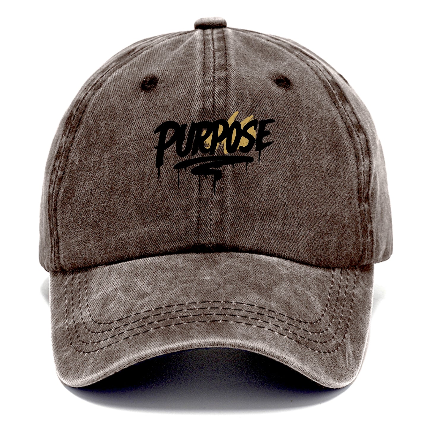Bold typography design - "PURPOSE" - reason for being - Classic Cap - Brown