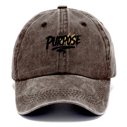 Bold typography design - "PURPOSE" - reason for being - Classic Cap - Brown