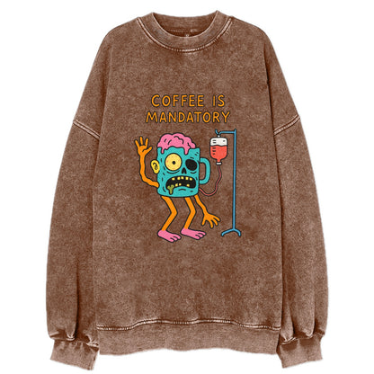 COFFEE IS MANDATORY | Zombie mug with IV drip - Vintage Sweatshirt - Brown