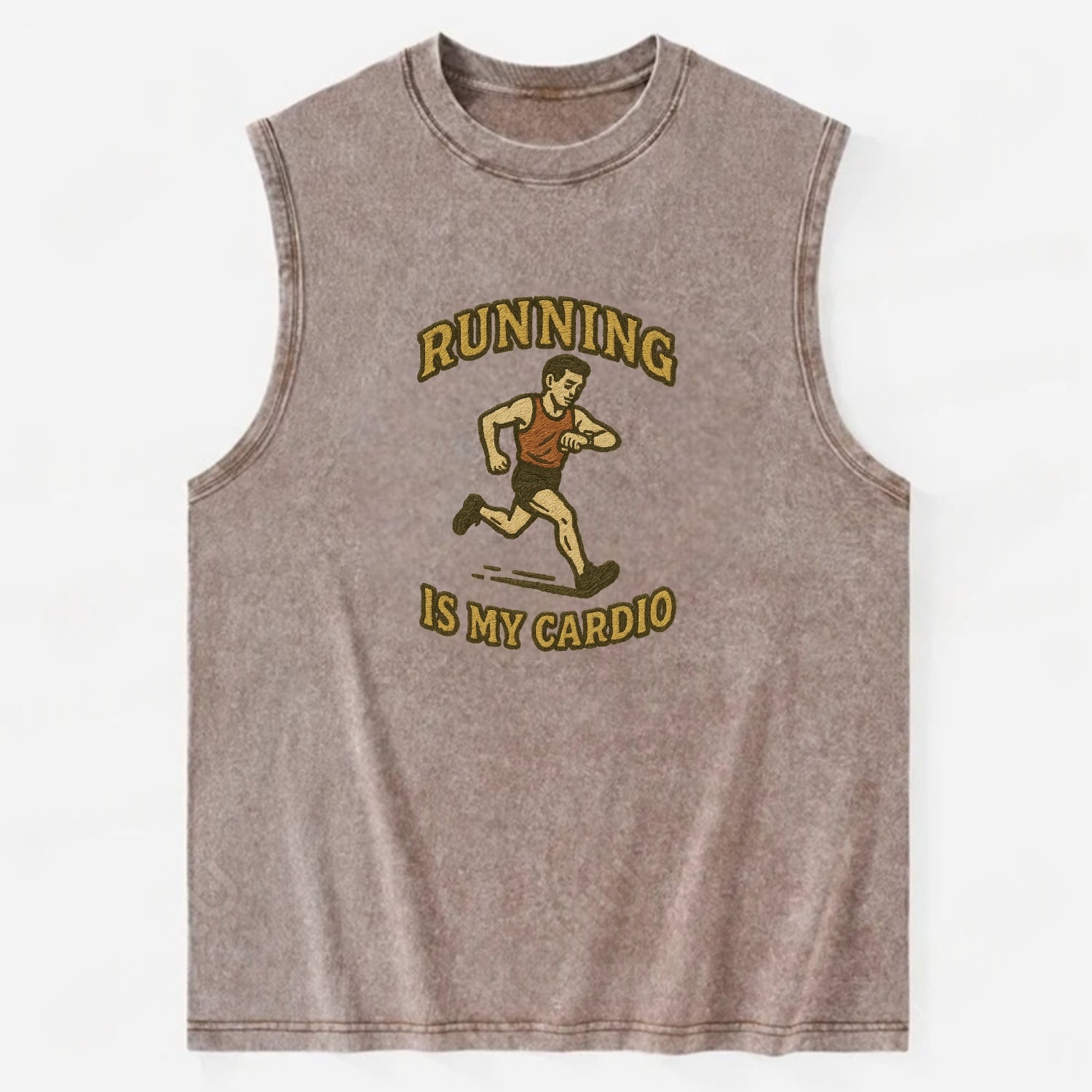 Running Late Is My Cardio  - Vintage Washed Tank - Brown