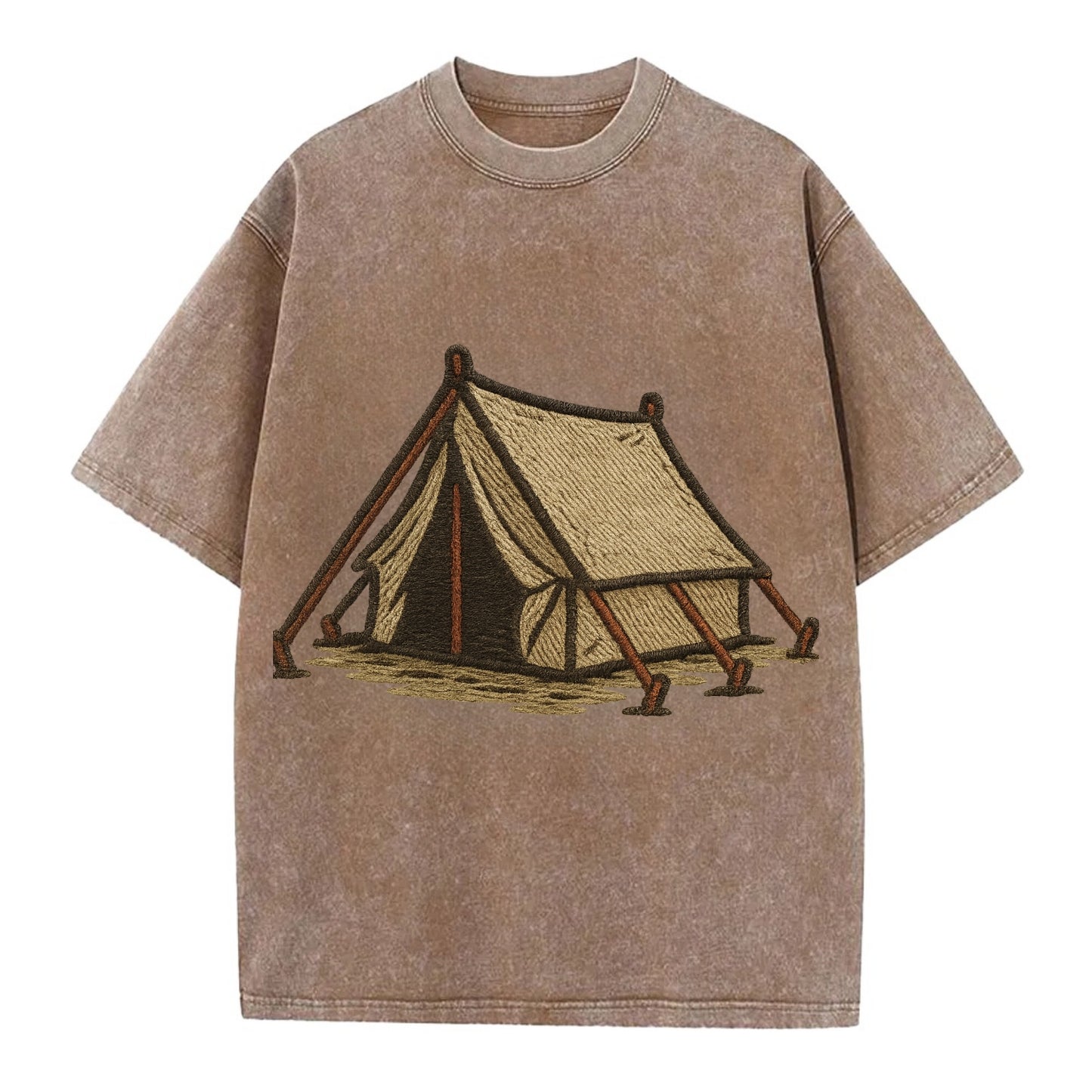 Camping Tent  - Vintage T-shirt - Brown