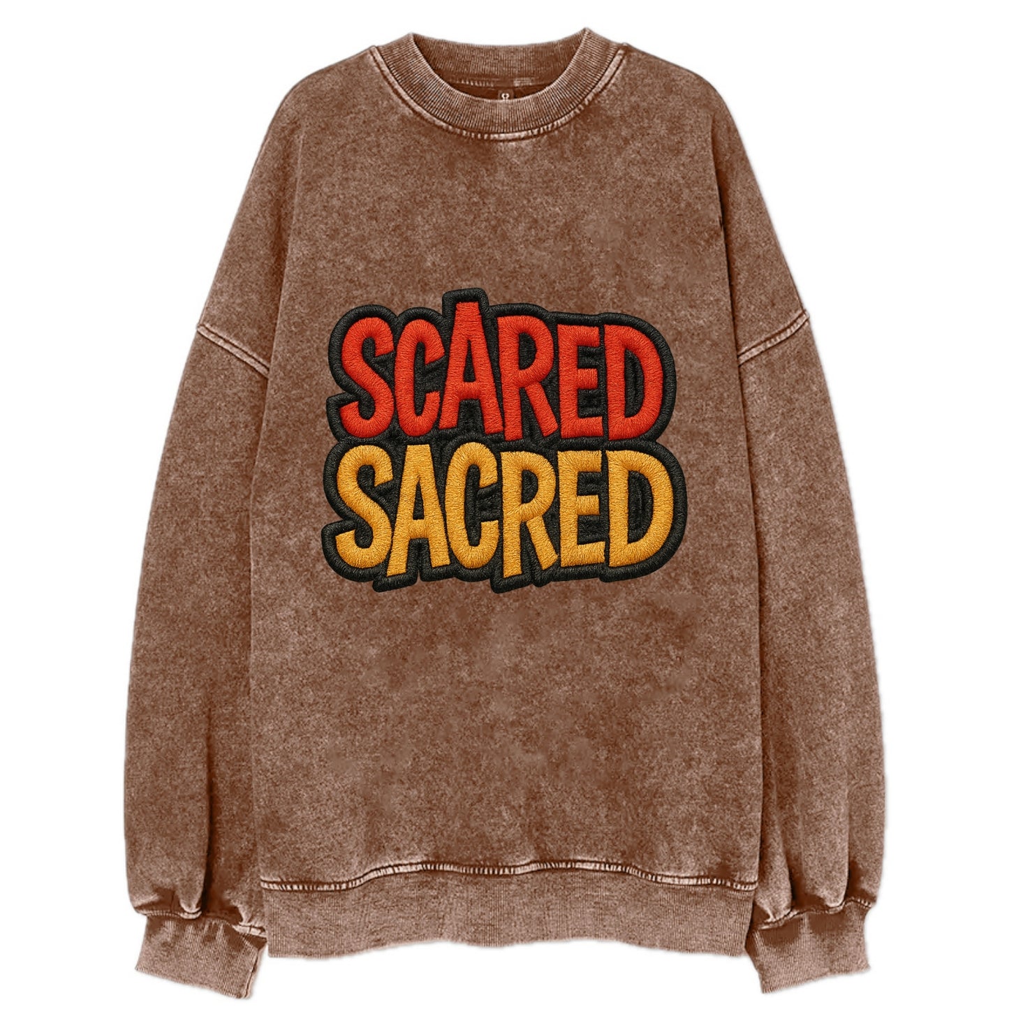 SCARED;SACRED JOURNEY Spiritual Purple Hat - Vintage Sweatshirt - Brown