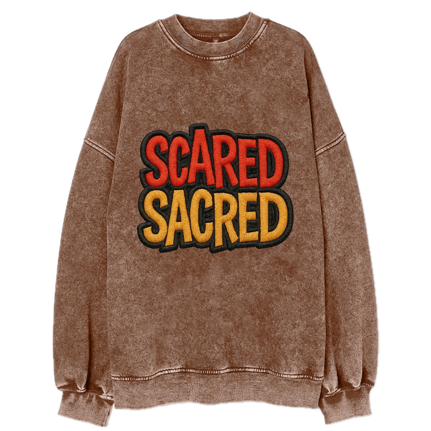 SCARED;SACRED JOURNEY Spiritual Purple Hat - Vintage Sweatshirt - Brown