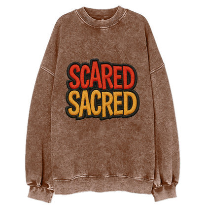 SCARED;SACRED JOURNEY Spiritual Purple Hat - Vintage Sweatshirt - Brown