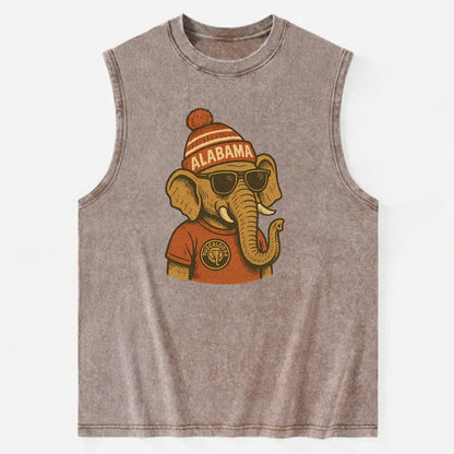 Tuscaloosa Crimson Elephant wearing Alab - Vintage Washed Tank - Brown
