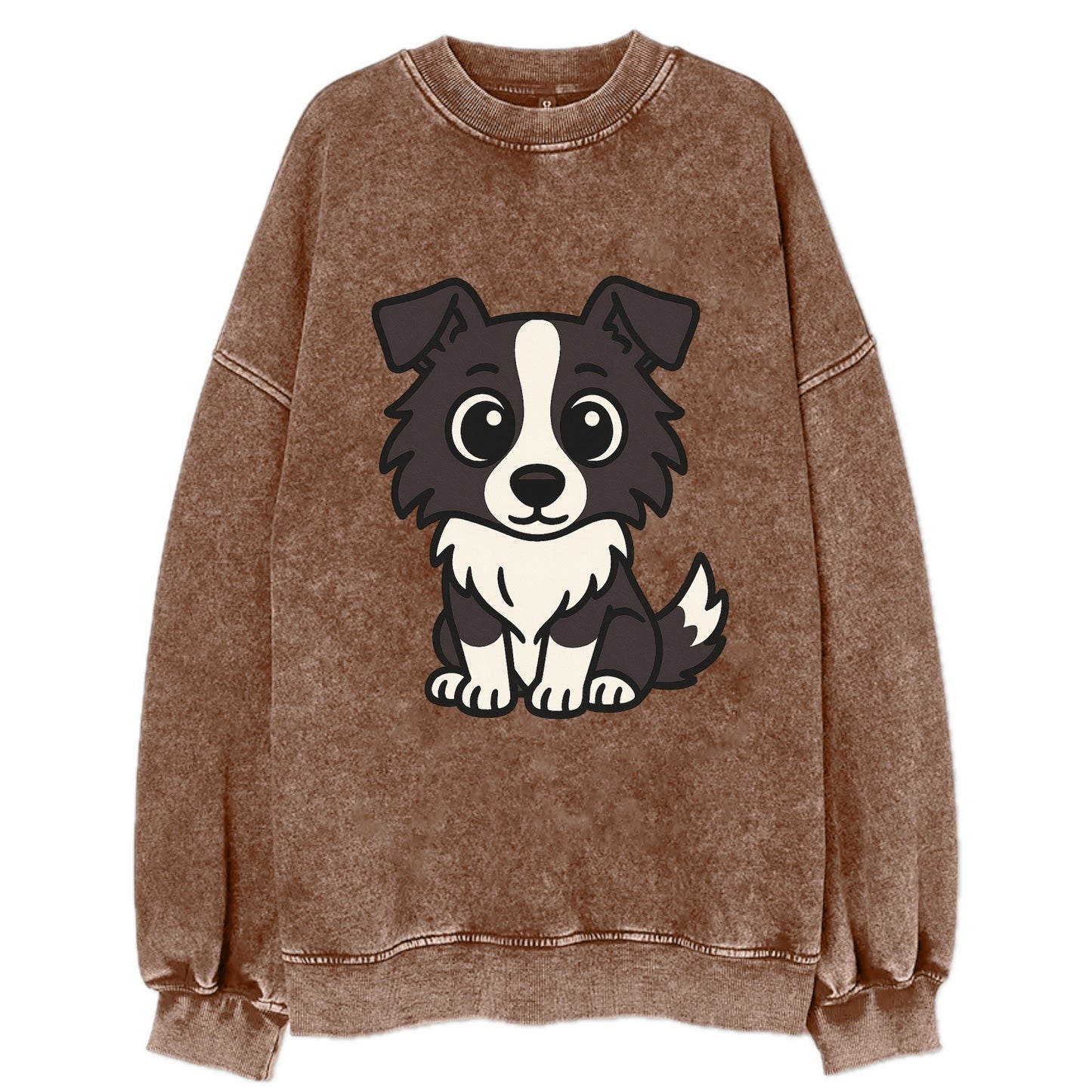 Border Collie - Intense stare sitting pose - Vintage Sweatshirt - Brown