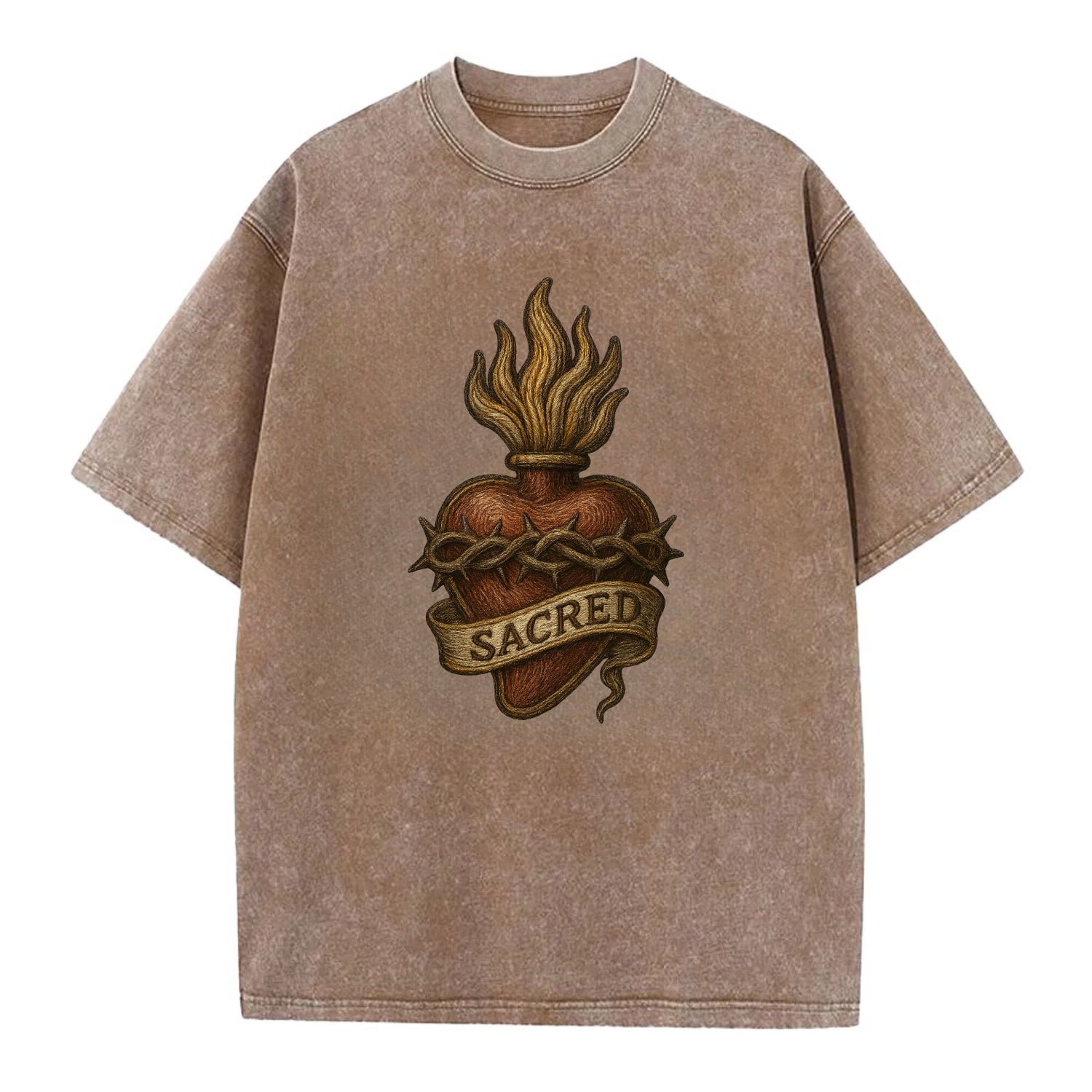 Sacred Heart  - Vintage T-shirt - Brown