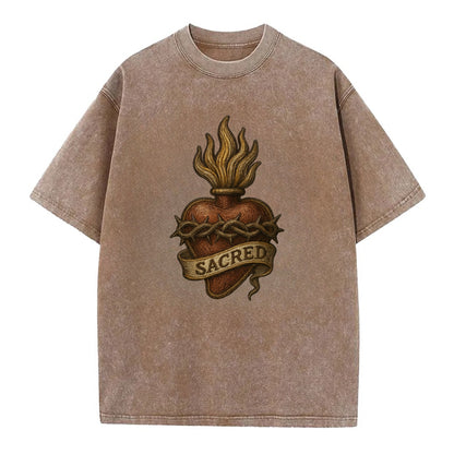 Sacred Heart  - Vintage T-shirt - Brown
