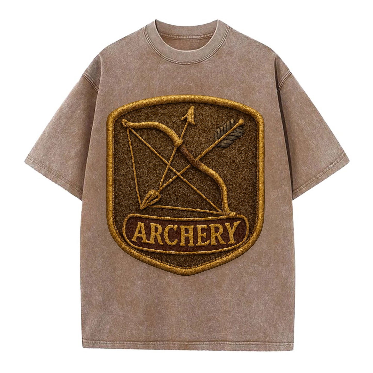 Bow and arrow crossed - archery enthusiast - Vintage T-shirt - Brown