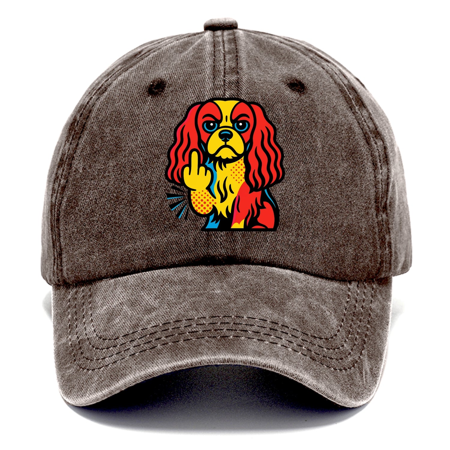 Cavalier King Charles Spaniel with long ears, regal paw giving finger - Classic Cap - Brown