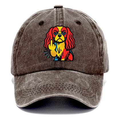 Cavalier King Charles Spaniel with long ears, regal paw giving finger - Classic Cap - Brown