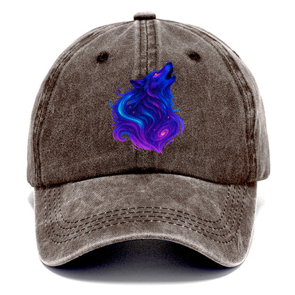 Noble wolf with flowing fur that transforms into aurora borealis streams, cyan and - Classic Cap - Brown