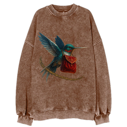 Frostbite Hummingbird Courier  - Vintage Sweatshirt - Brown