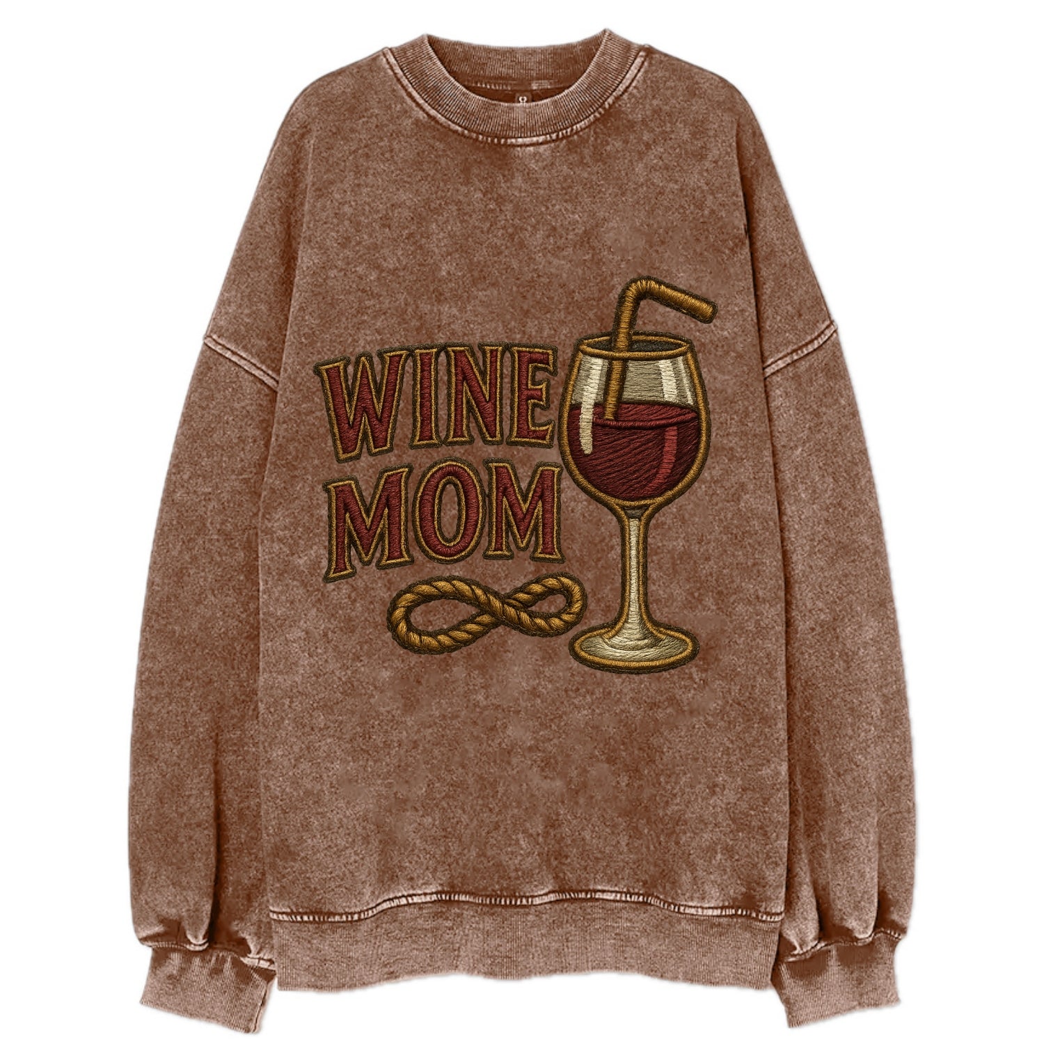 Wine Mom  - Vintage Sweatshirt - Brown