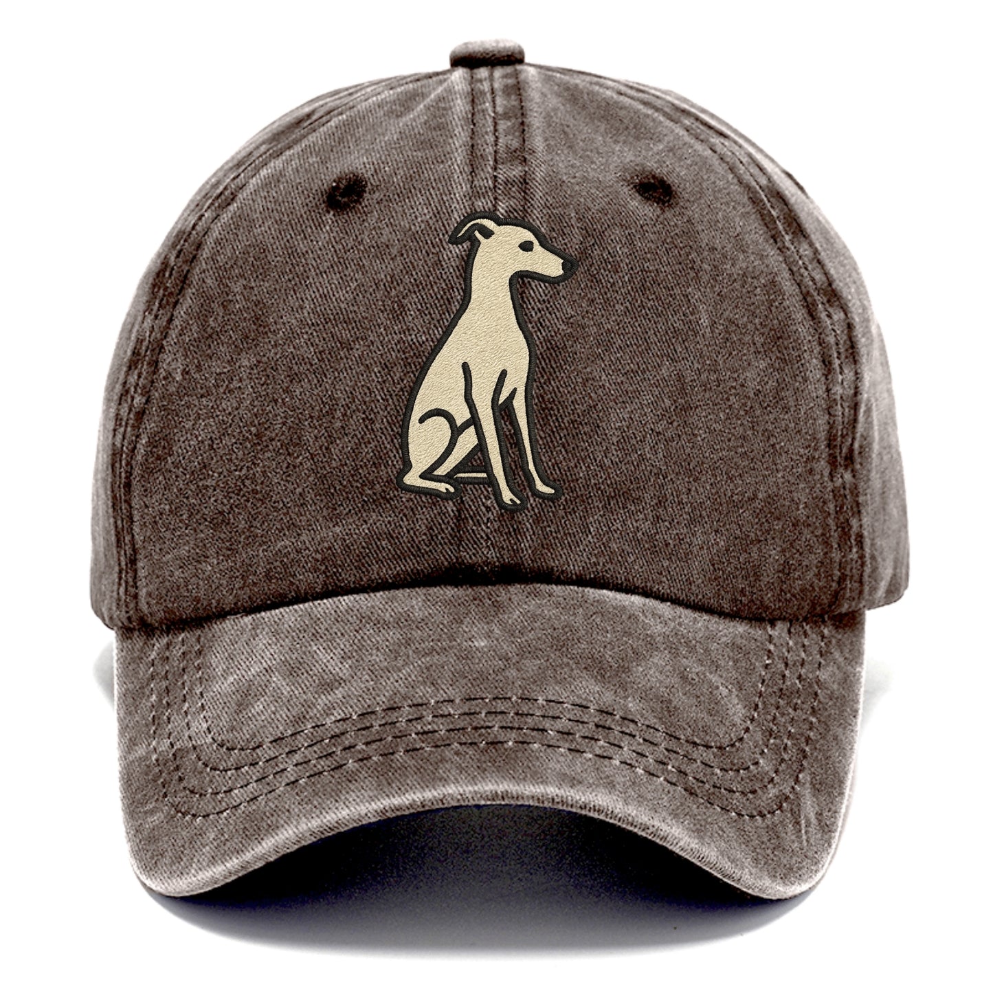Italian Greyhound - Gray sitting pose - Classic Cap - Brown