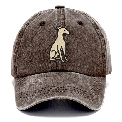 Italian Greyhound - Gray sitting pose - Classic Cap - Brown