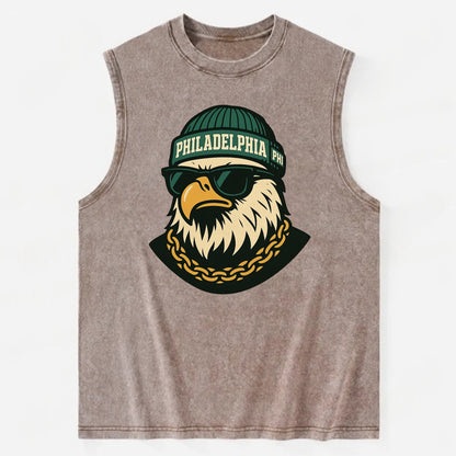 "eagle" "philadelphia" "phi" "green" "us East" - Vintage Washed Tank - Brown