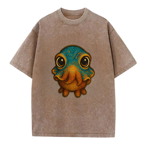 Baby Cuttlefish - color-changing skin, W-shaped pupil, front-facing, hypnotic cute - Vintage T-shirt