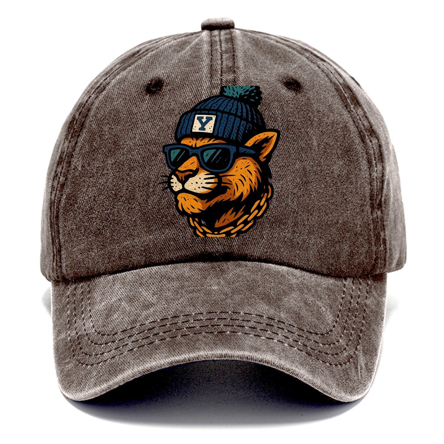 Provo Cougar wearing BYU beanie with Y patch - Classic Cap - Brown