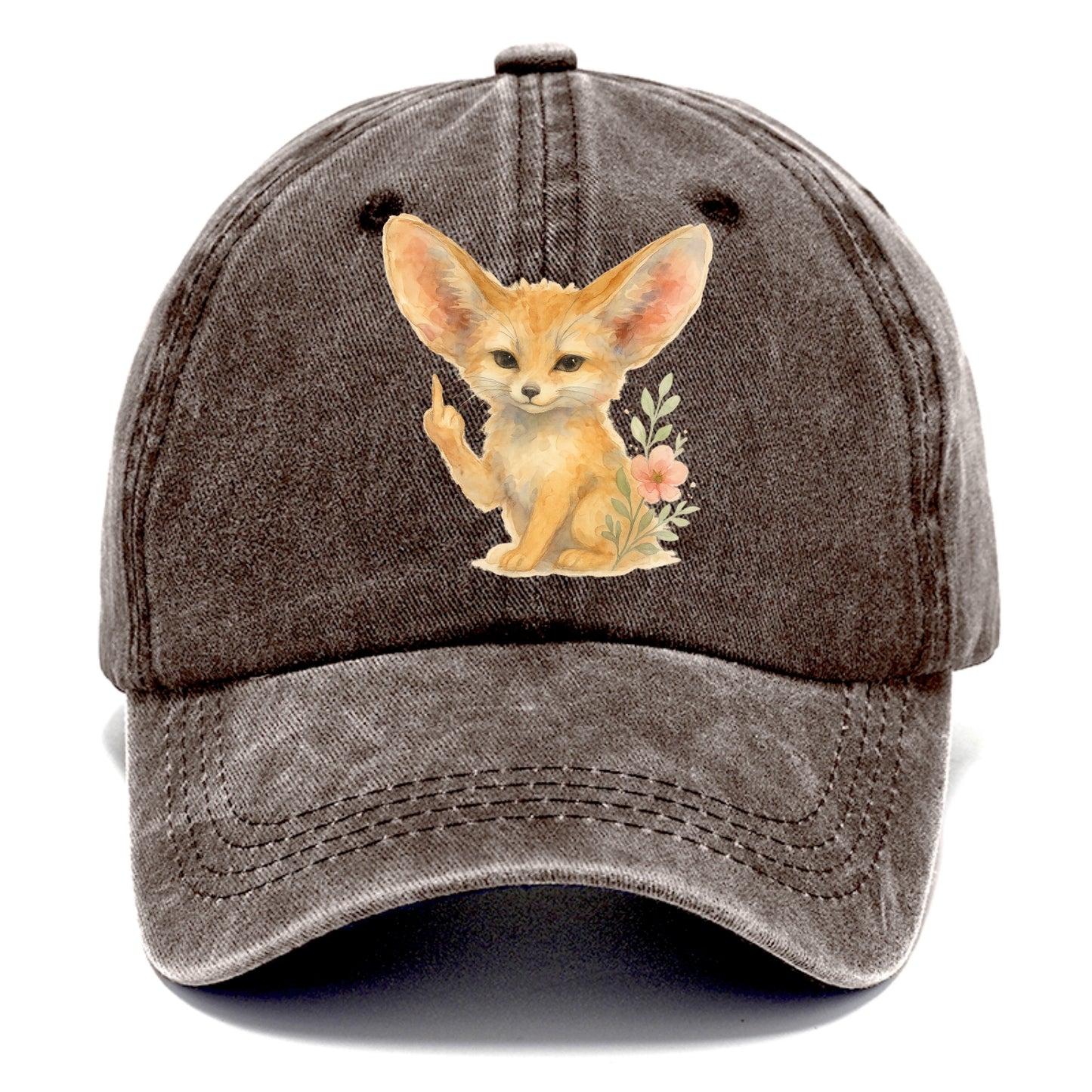 tiny fennec fox with oversized ears, one small paw raised in sass - Classic Cap - Brown