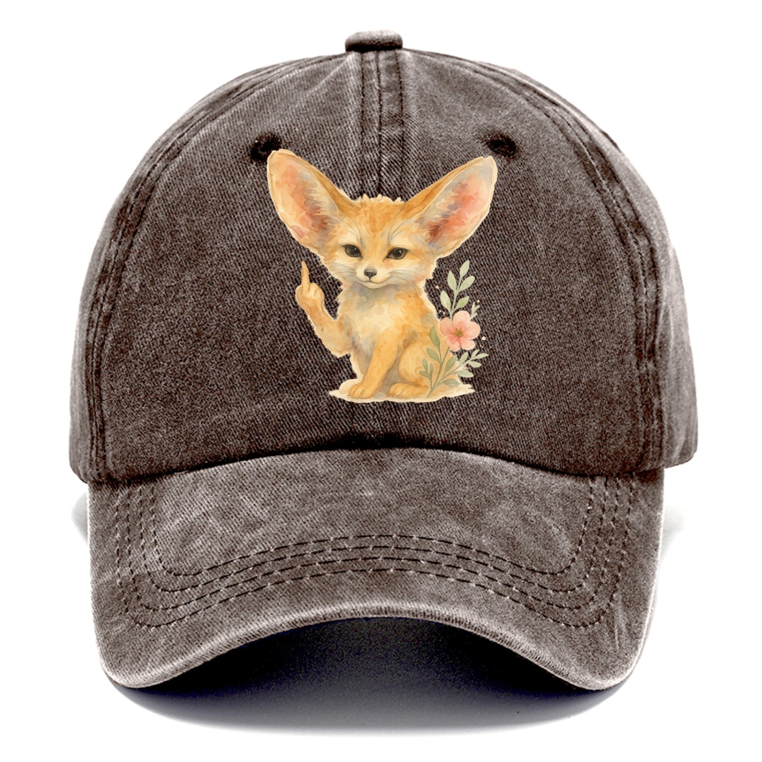tiny fennec fox with oversized ears, one small paw raised in sass - Classic Cap - Brown