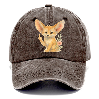 tiny fennec fox with oversized ears, one small paw raised in sass - Classic Cap - Brown