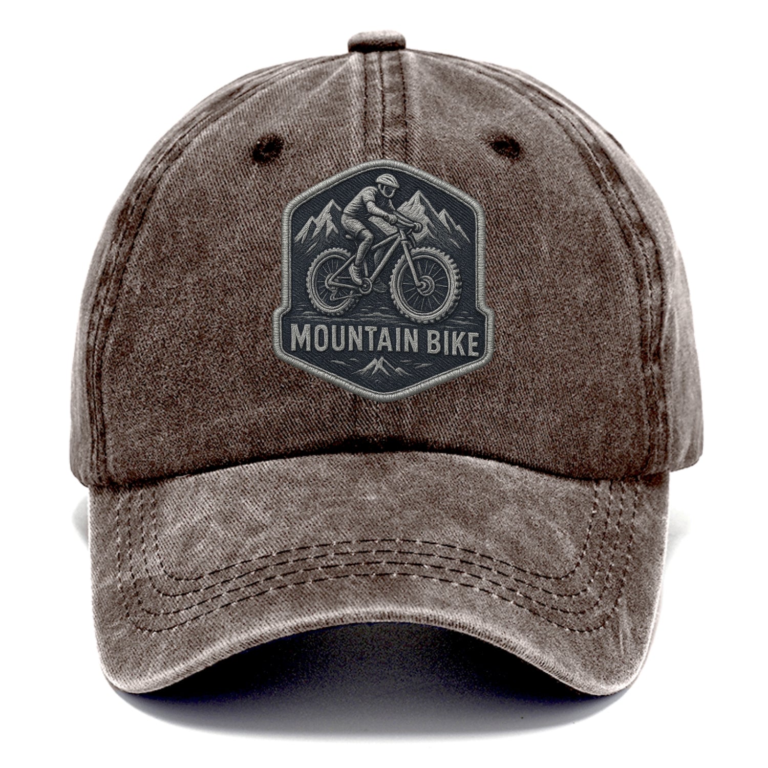 Mountain bike with rugged tires - cyclist badge - Classic Cap - Brown
