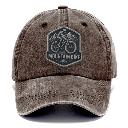 Mountain bike with rugged tires - cyclist badge - Classic Cap - Brown