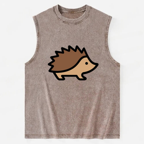 Hedgehog - Brown spiky back flat side profile - Vintage Washed Tank