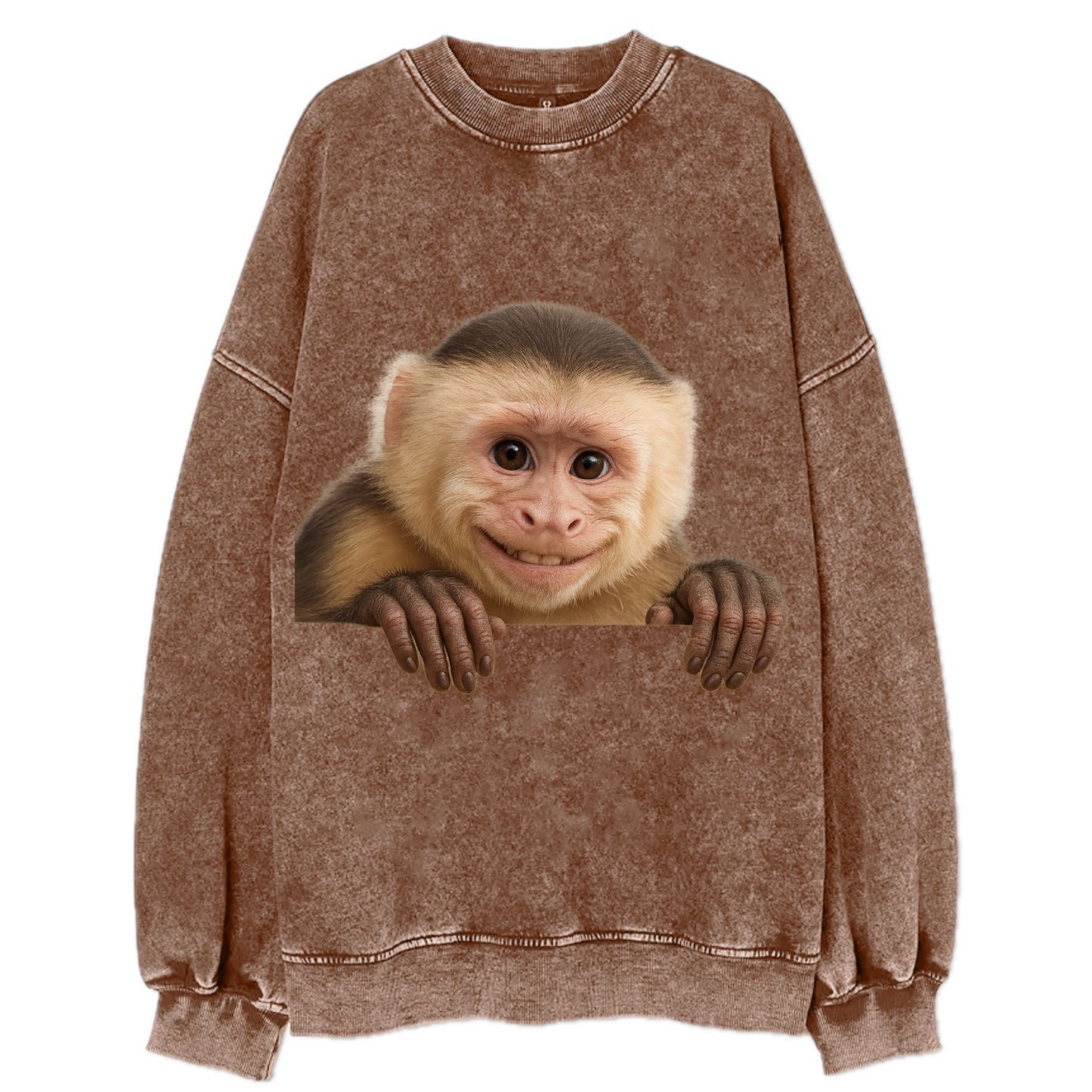 Capuchin Monkey  - Vintage Sweatshirt - Brown