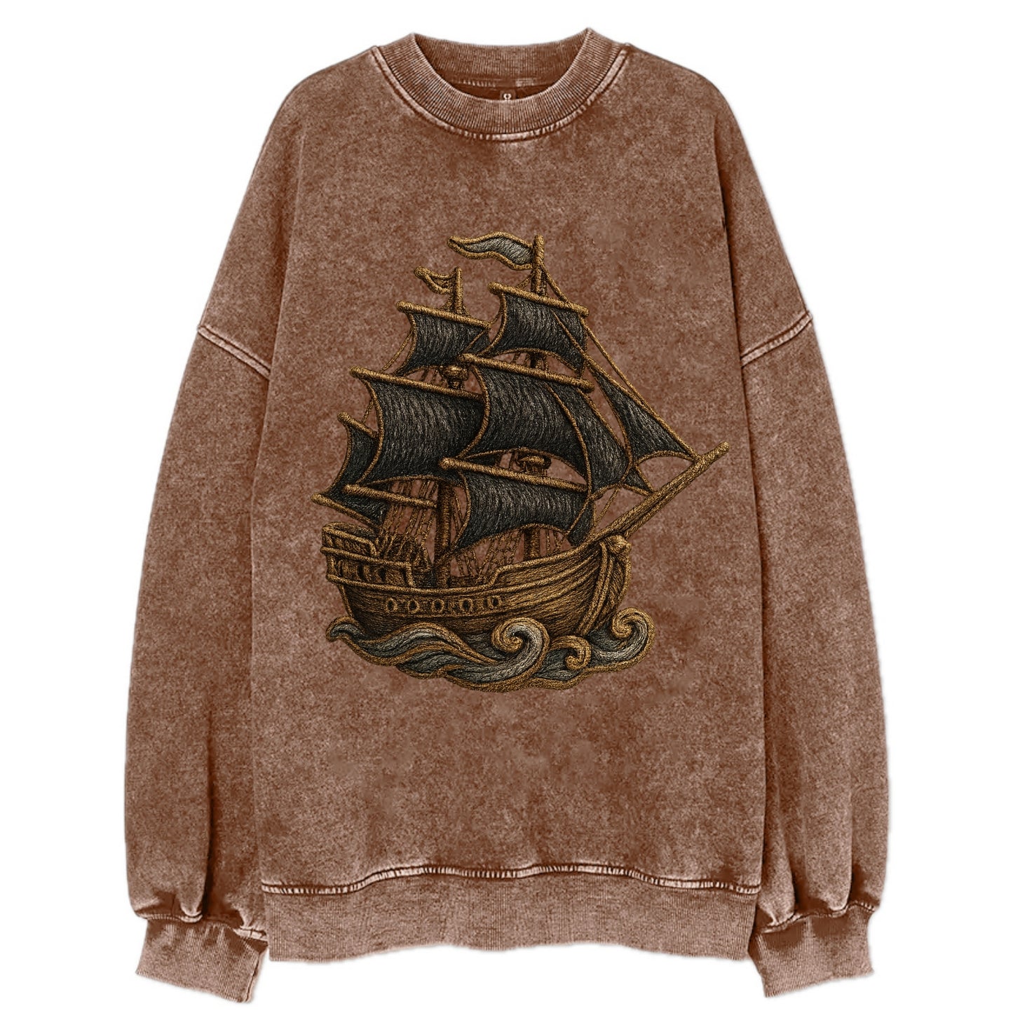 Pirate Ship  - Vintage Sweatshirt - Brown