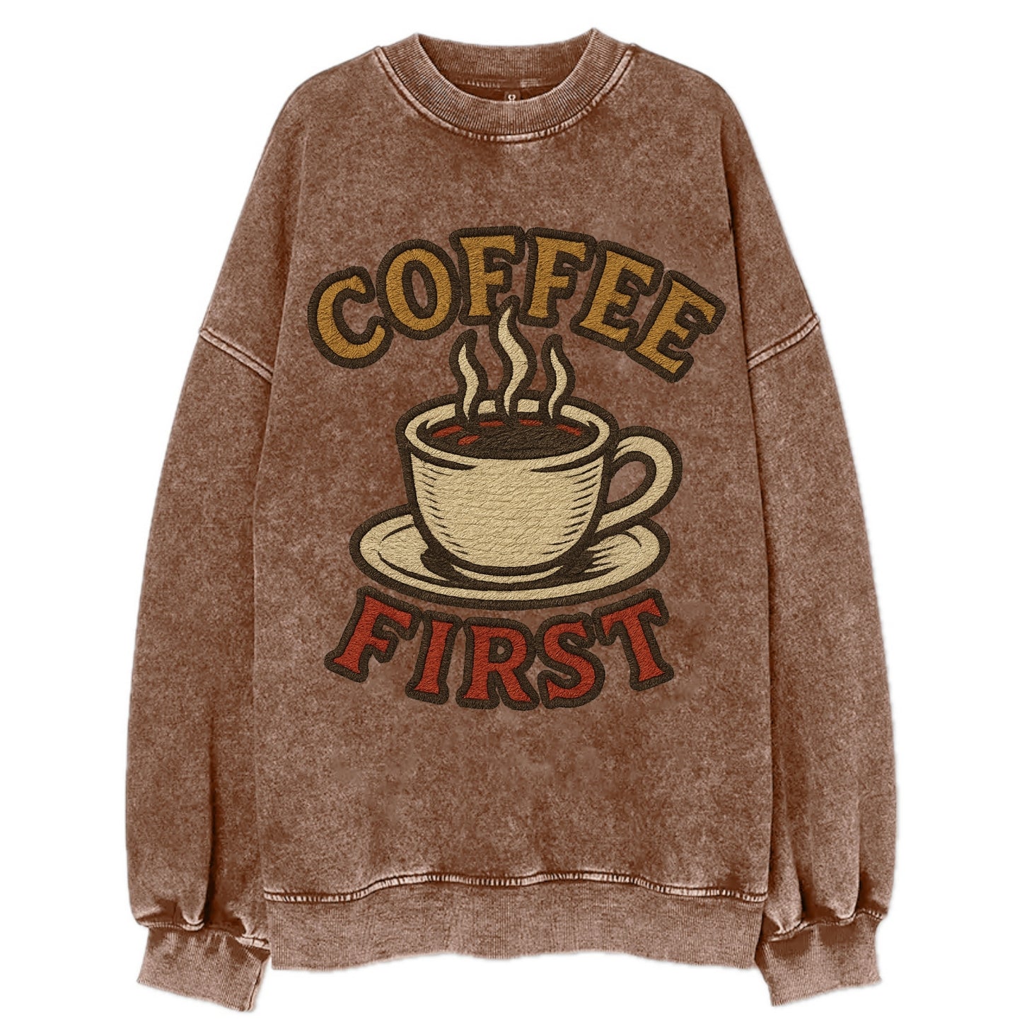 Coffee First  - Vintage Sweatshirt - Brown