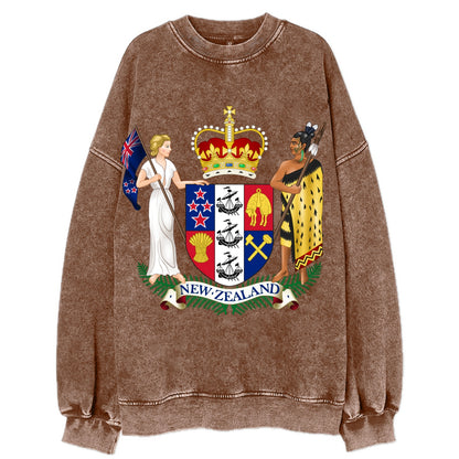 Coat Of Arms Of New Zealand - Vintage Sweatshirt - Brown