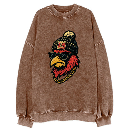 Louisville Cardinal wearing Louisville beanie with L patch - Vintage Sweatshirt - Brown