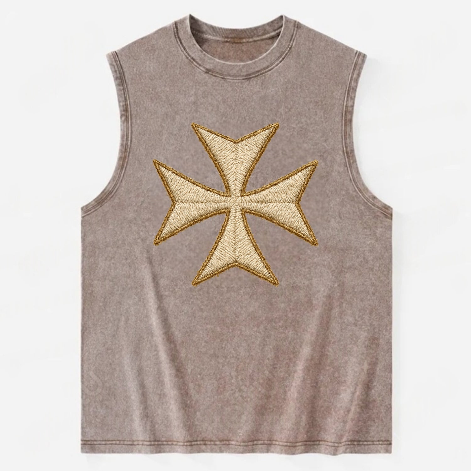 Hospitaller Cross  - Vintage Washed Tank - Brown