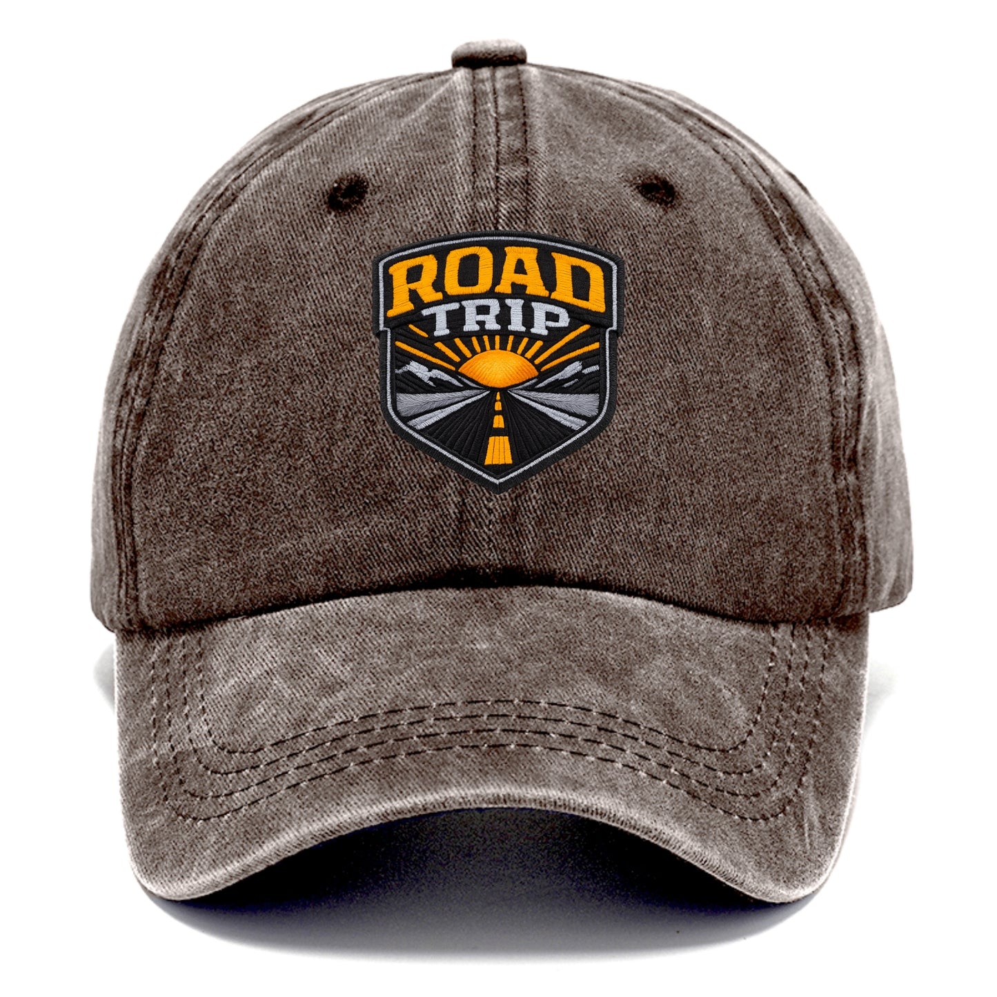ROAD TRIP - highway and sun in orange and gray , open road - Classic Cap - Brown