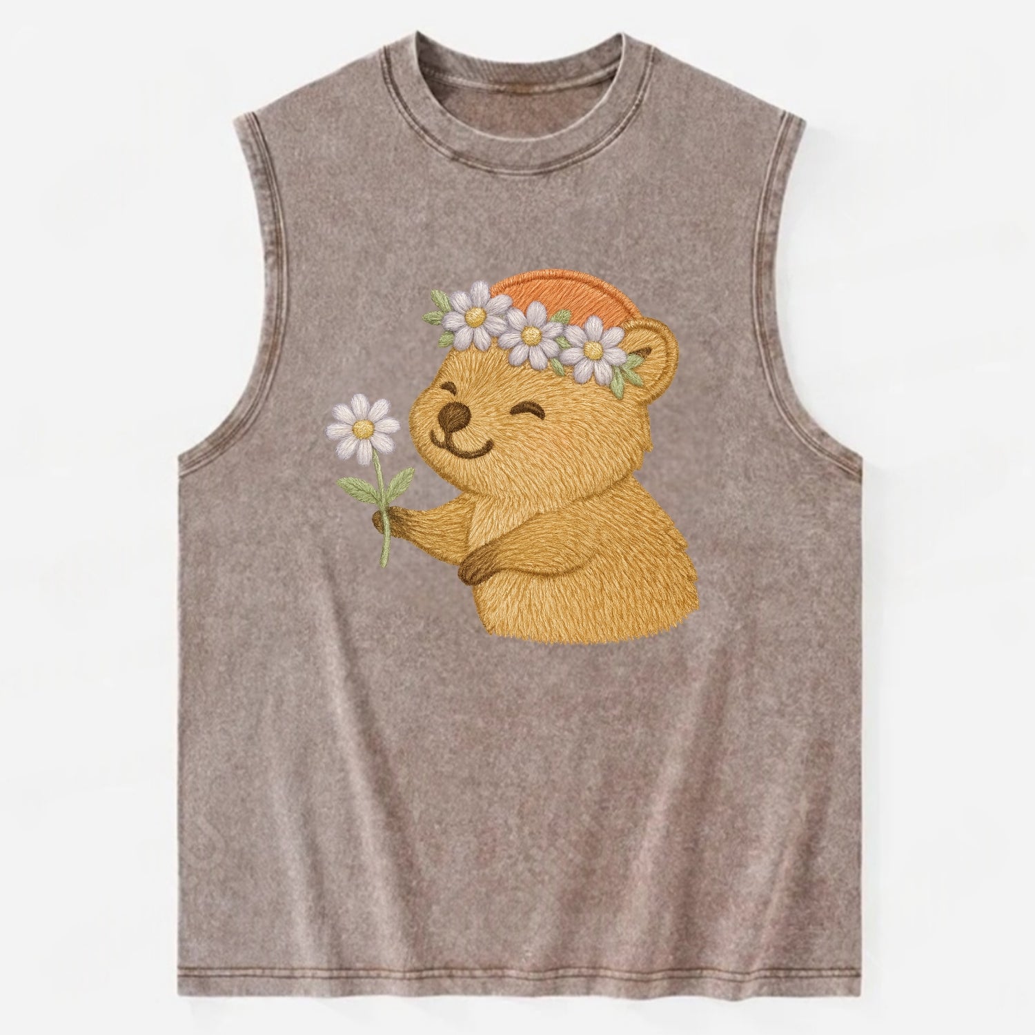 Quokka Daisy Chain - Vintage Washed Tank - Brown