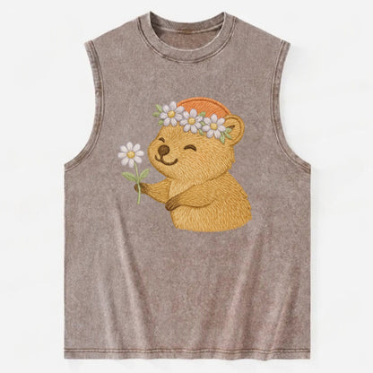 Quokka Daisy Chain - Vintage Washed Tank - Brown