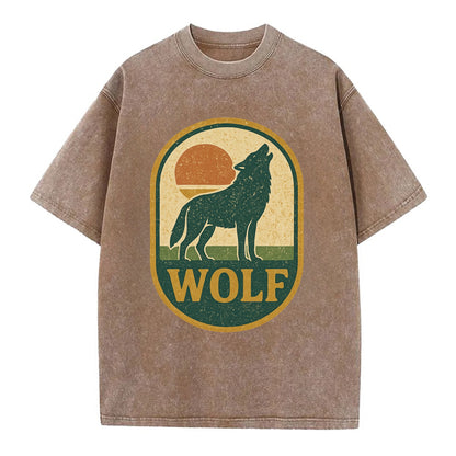 Carbon Fiber Wolf  - Vintage T-shirt - Brown