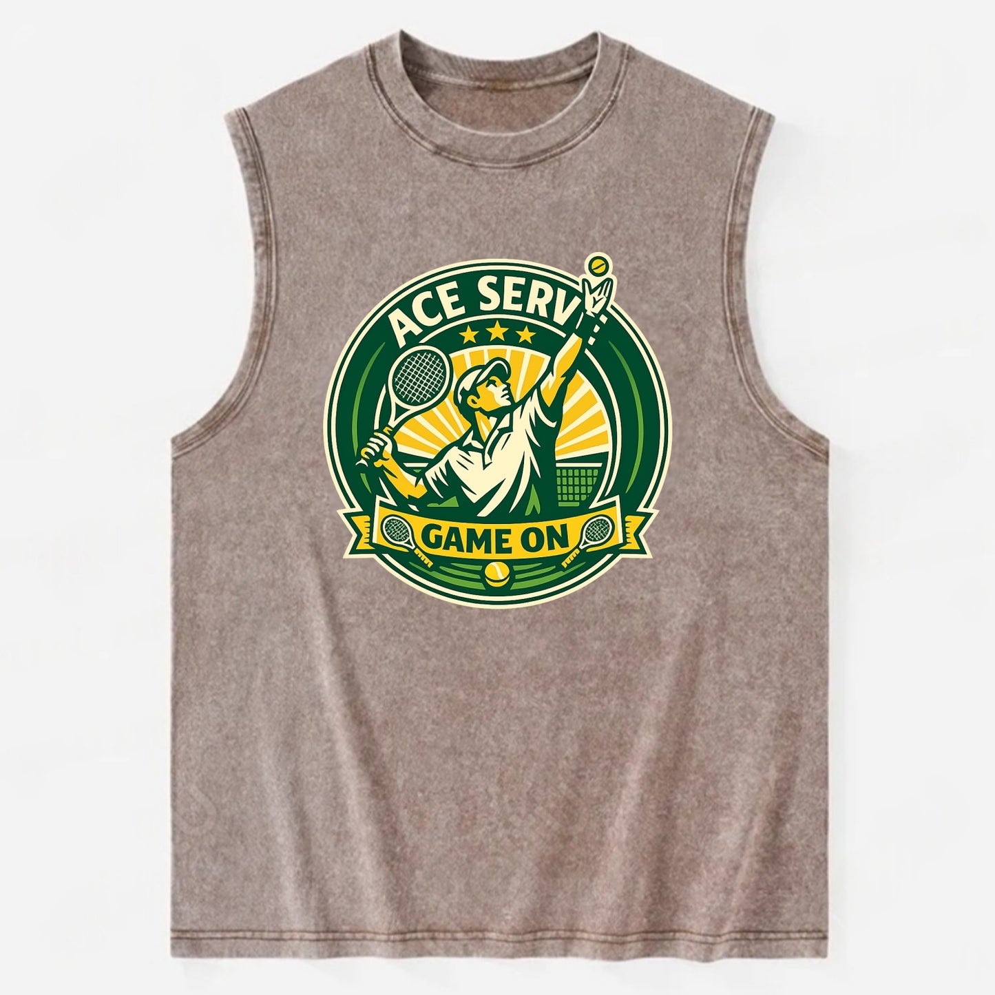 Serving Ace Emblem - Vintage Washed Tank - Brown