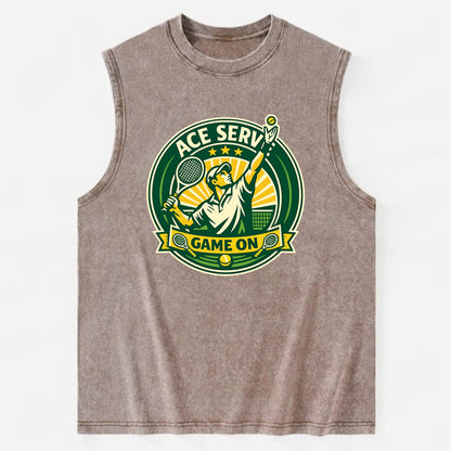 Serving Ace Emblem - Vintage Washed Tank - Brown