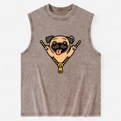 Pug - Vintage Washed Tank - Brown