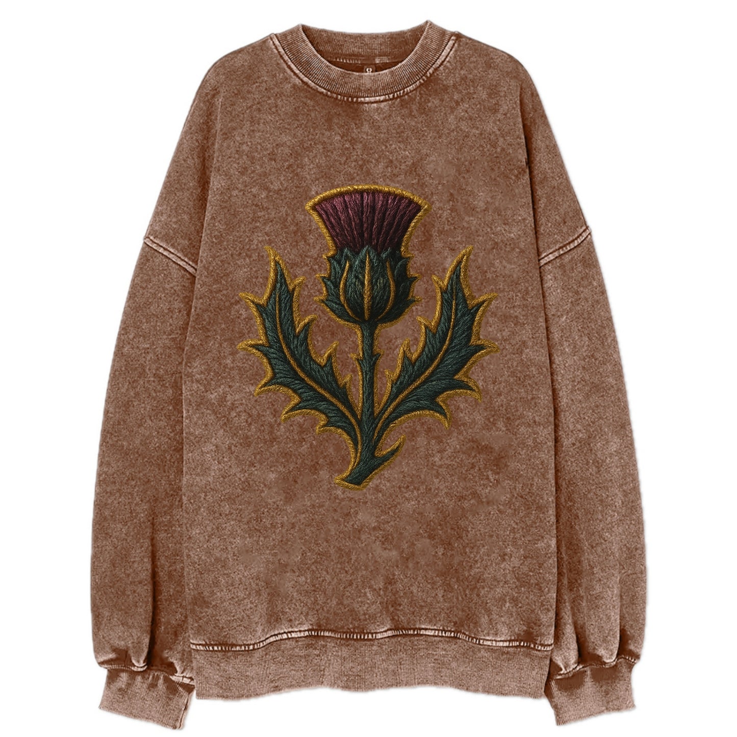 Scottish Thistle  - Vintage Sweatshirt - Brown