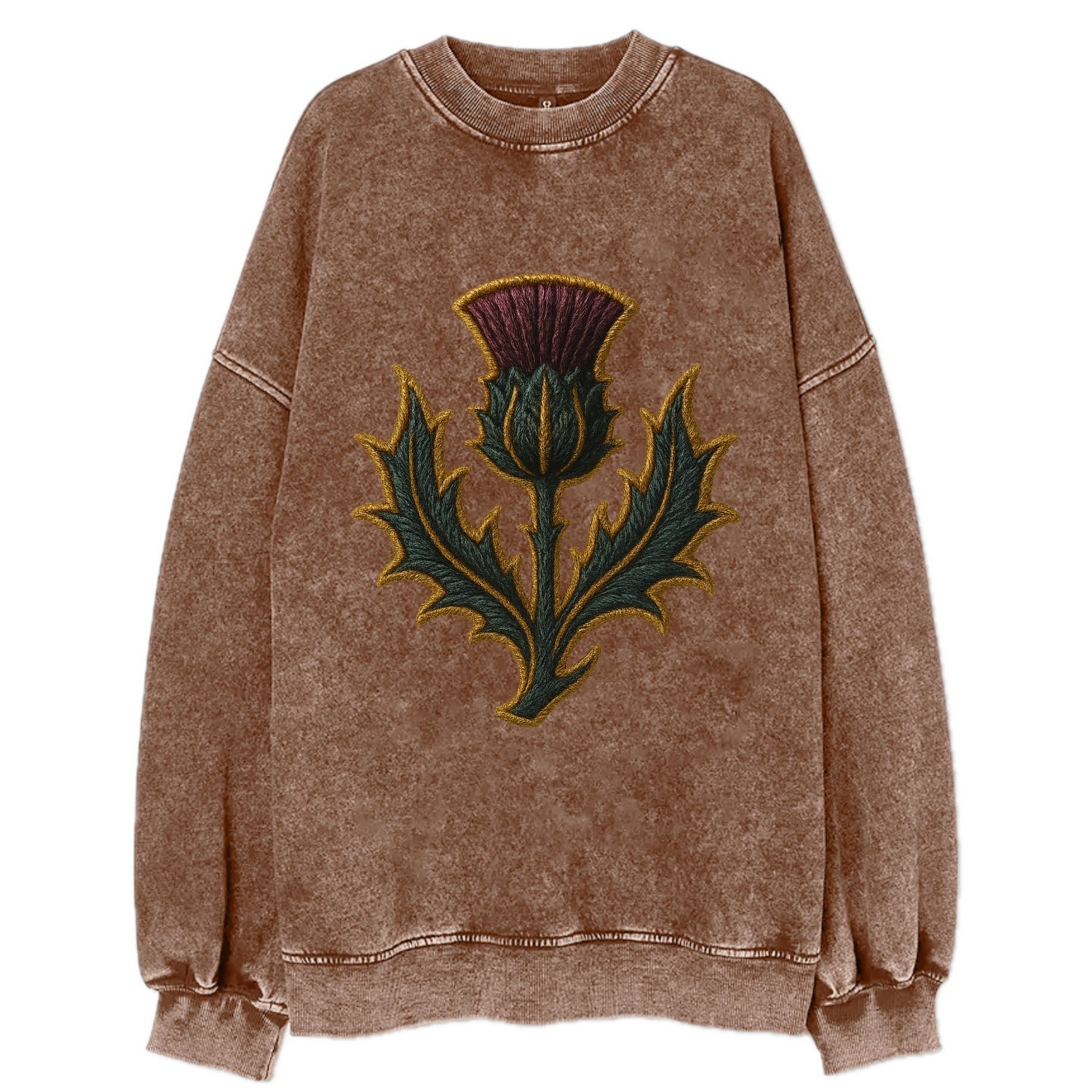 Scottish Thistle  - Vintage Sweatshirt - Brown