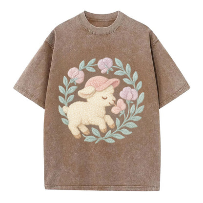Lamb Sweet Peas  - Vintage T-shirt - Brown