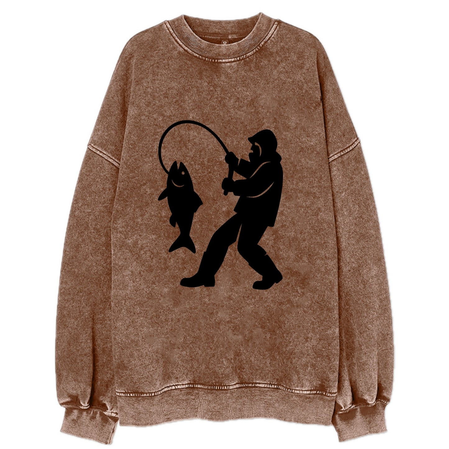 Alaskan fisherman hauling catch - Vintage Sweatshirt - Brown