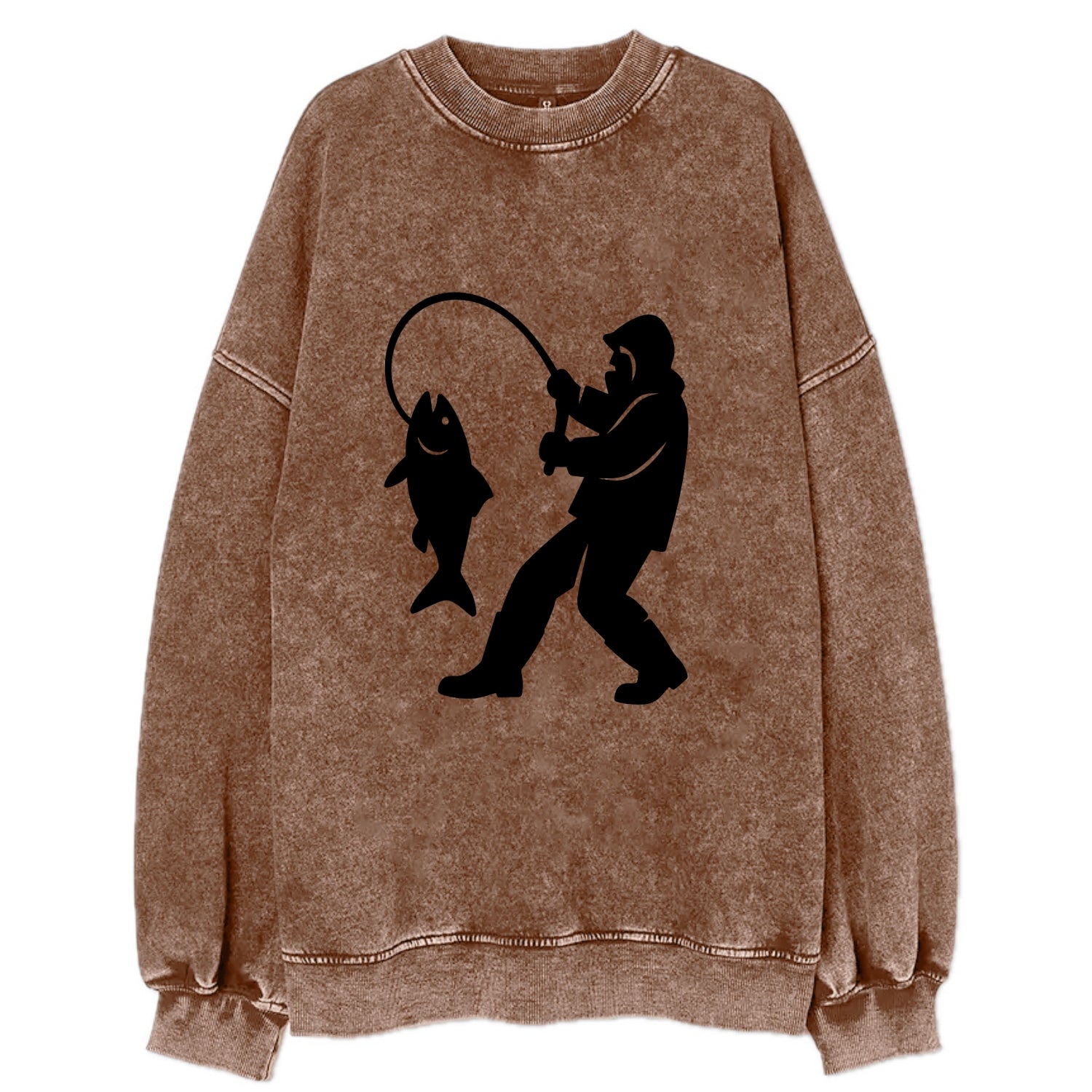 Alaskan fisherman hauling catch - Vintage Sweatshirt - Brown