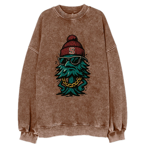 Palo Alto Tree wearing Stanford beanie with S patch - Vintage Sweatshirt